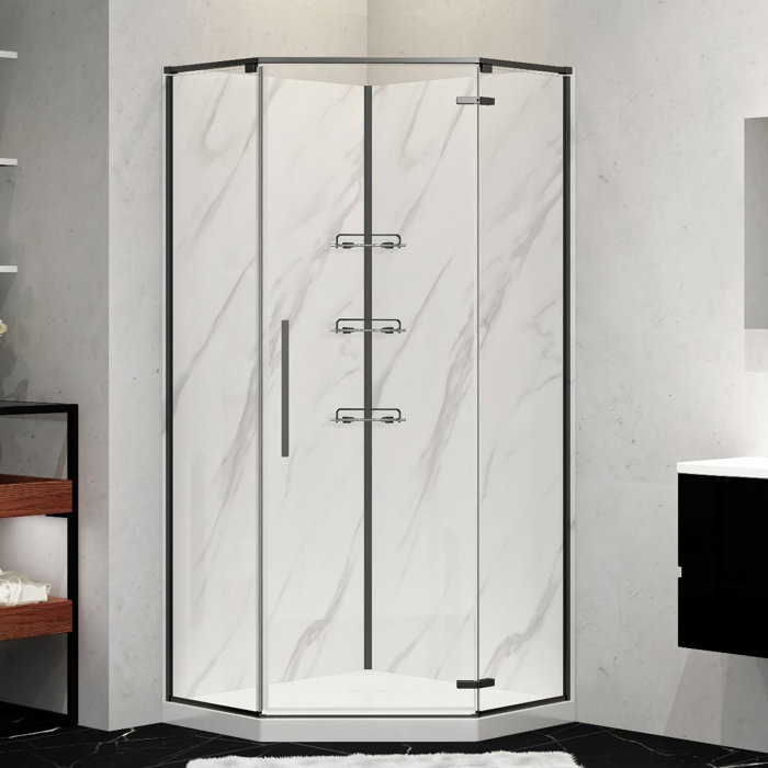 DREAMWERKS 36" W x 36" D x 78.5" H Framed Neo Angle Shower Kit Base Included Wayfair